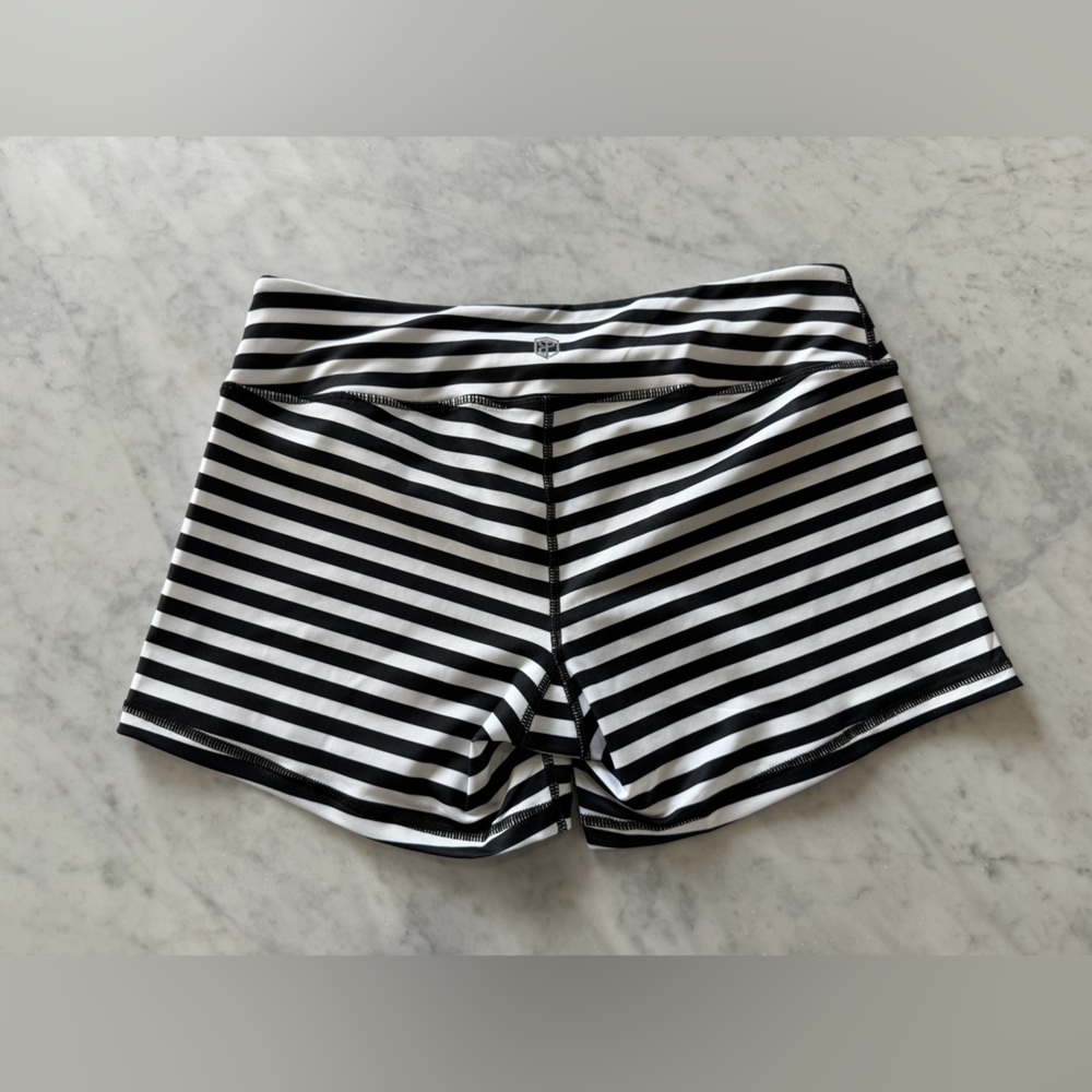 Striped Black & White Women's Athletic Shorts